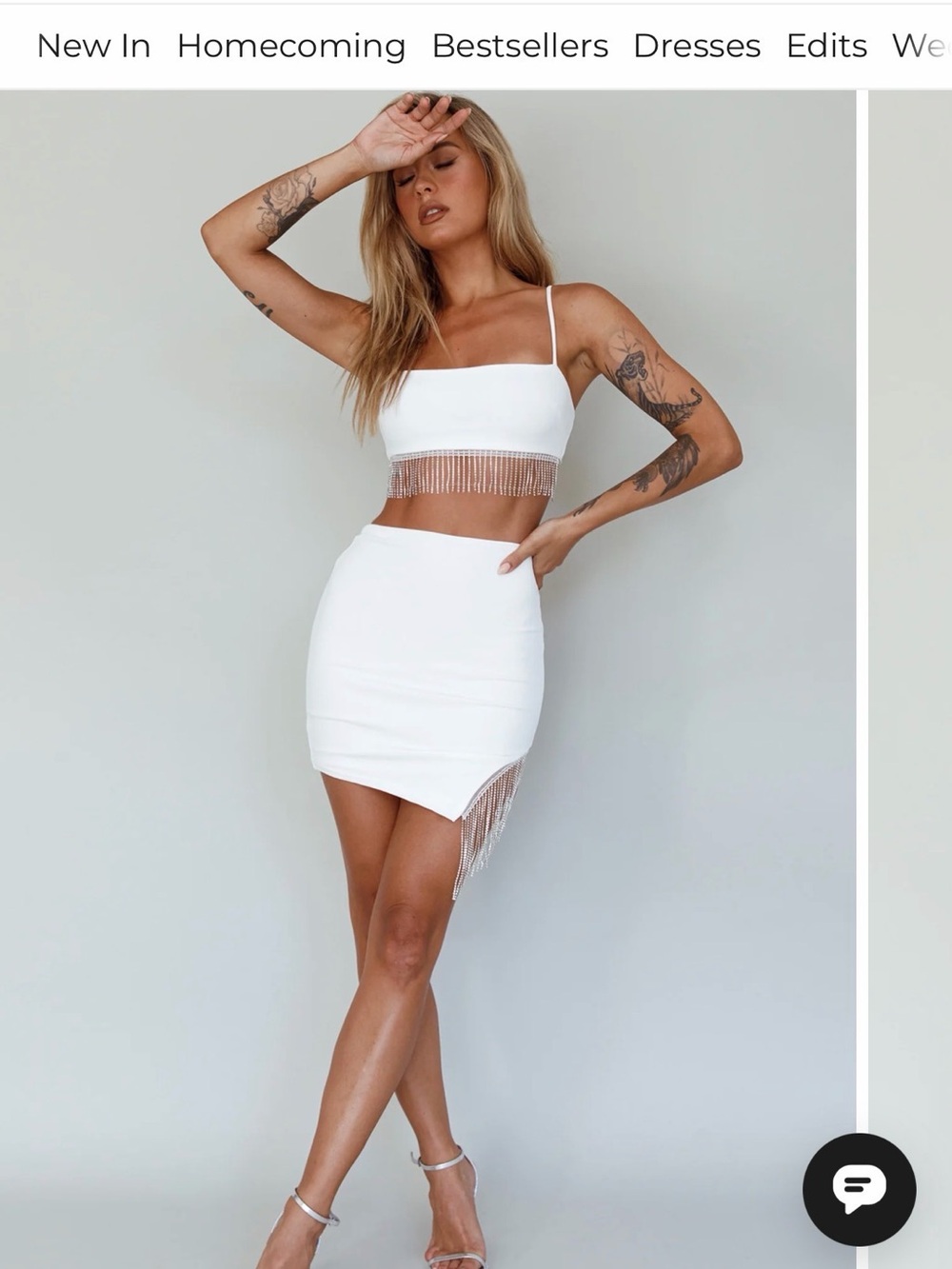 White Diamante Fringe Top - Selfie Leslie